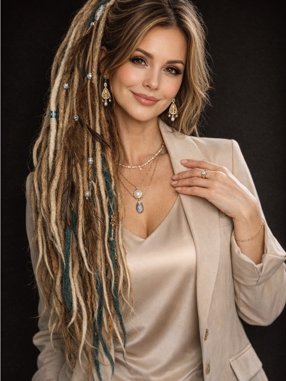 Boho Luxe Goddess 24” Dread Ponytail – Earth & Teal Dream”
